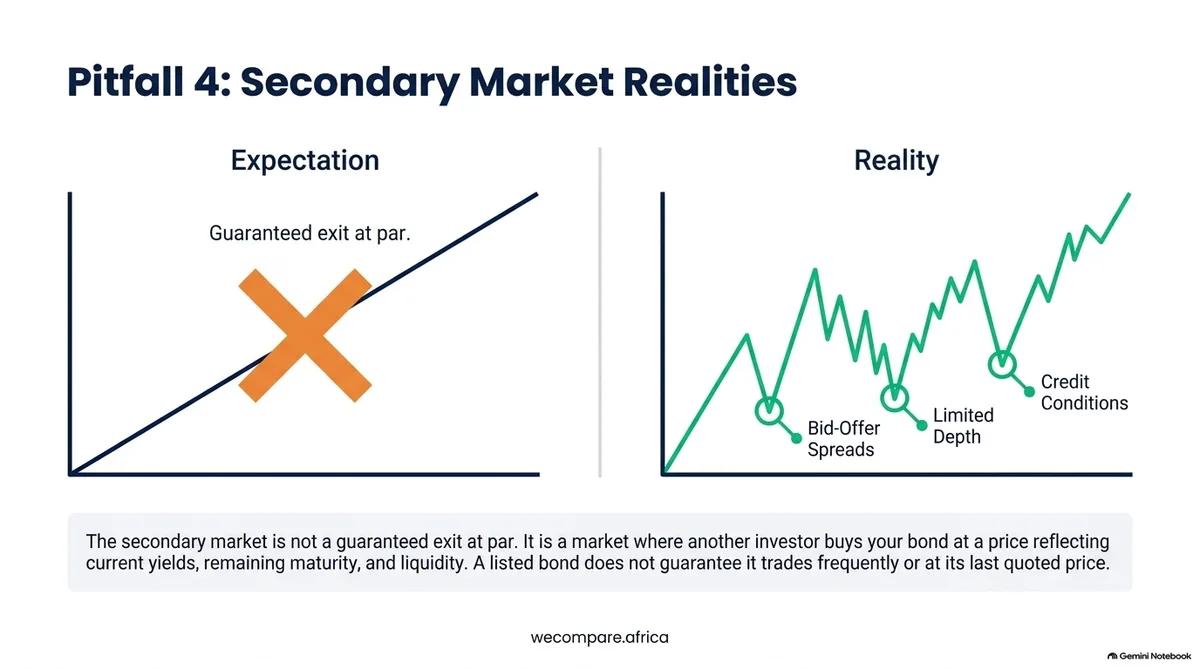 Expectation of a guaranteed exit at par versus the reality of bid-offer spreads, limited depth and credit conditions